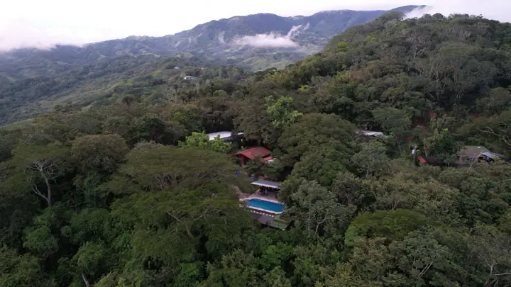 The site from the air, with the mountains of Montes de Oro behind.